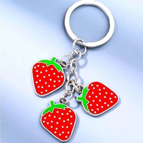 New Strawberry Strawberries Berry Berries Keychain Purse Charm Affordable - Picture 1 of 6